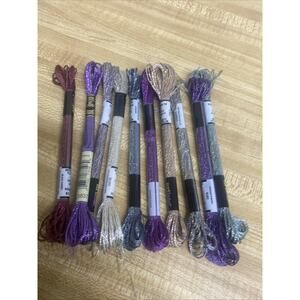 Lot Of 10 Artiste Embroidery Thread Floss New Glitter Metalic Multicolor Pack